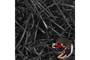 Hengrongshen Paglietta per Cesti, 500g Shred Carta Velina Regalo di Alta Qualità, Decorazione Rafia Decorazione Confezione Regalo per Natale, Matrimonio, Anniversario, Festa di San Valentino (Nero)
