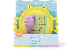 Glo Pals, Set di 3 Strumenti Sensoriali Pick Up Pals, con Scuotitore, Pinzette e Scovolo, Gioco per Bambini da 18 Mesi di Età, Aiuta lo Sviluppo Sensoriale e Cognitivo, in Silicone Medicale