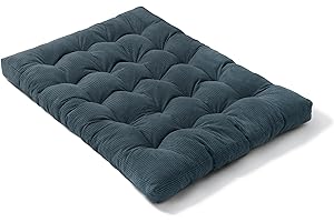 bananair - Futon Giapponese per 2 Persone, Comodo e Spesso, Imbottitura in Schiuma - Velluto a Coste Larghe Morbido ed Elegante - Con Cinghie, Materasso Pieghevole Pratico (160x200 cm, Blu Scuro)