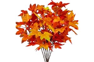 ‎KINISTY Kinisty Kunstblumen Herbst wie Echt 6 Stück Künstliche Zweige Ahornblätter Herbstblätter Herbstdeko, Herbstblumen Kunstpflanzen für Thanksgiving Erntedankfest Halloween Innen Außen Deko