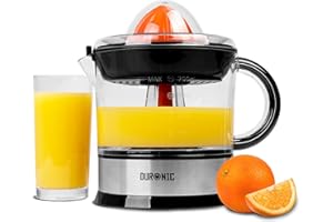 Duronic Electric Citrus Juicer JE407 Lemon Juicer 40W Citrus Press with Adjustable Pulp Filter Fresh Orange Juice Maker Extractor for Lemons, Limes, Grapefruits With 2 Sized Juicing Cones Black