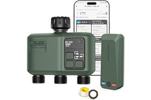 Shrivee Programador de Riego WiFi+RF433 3 Salidas Automatico y en Poco Tiempo Flexible Temporizador con Riego Retrasado por Lluvia para Mangueras Jardin