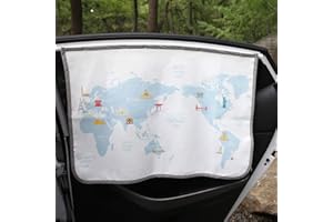 Magnet Sun Shade Cortina de Parasol magnética para Ventana Lateral de Coche Sol Sombra Cortina para bebés y niños – Protector de Parasol (Be-Travel Map)