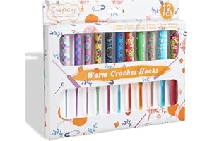 Coopay Agujas de Ganchillos, 12 piezas de 2 mm a 8 mm (B-L) Kit de ganchillo, Kit de Ganchillo, Ergonómico Suave Antideslizante Mangos de Goma Juego de Agujas Crochet