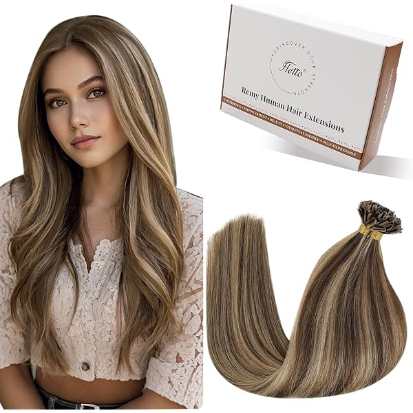 NOVON Keratin Bonding Haarverlängerung – 25 Strähnen à 1g, 40 Cm, Farbe Braun #6, 100% Remy Echthaar