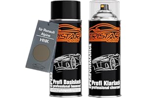 TRISTARcolor Peinture voiture Kit bombes de peinture pour Renault/Alpine HNK Beige Cendre Nacre Metallic/Atacama Beige Metallic Peinture de base vernis clair aérosol 400 ml