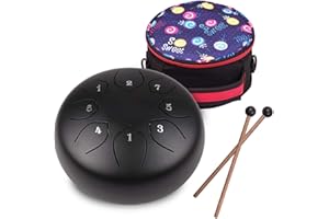 Musfunny Steel Tongue Drum for Kids: 6 Inch 8 Notes Steel Drums C Major with Drumsticks Bag Finger Cover - Handpan for Musical Education Meditation Percussion Musical Instruments