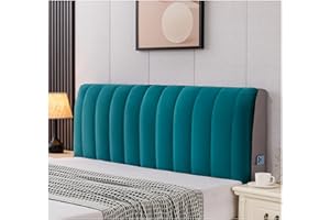 XCPHGFM BedHeadboard Covers Cotton Filling Short Plush Upholstered Stretch Bed Head Cover Slipcover Double Single Queen King Head Board Protector, Green, 150x60cm