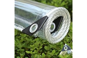 FENGSHOUU wasserdichte Transparente PVC Plane mit Ösen,Wetterfeste Plane Strapazierfähige Vordächer Faltbar,0,35mm Regenschutz Abdeckplane für Gartenmöbel Pflanzen Gewächshaus Pet Hutch Dach(1x1.5m/3.3x4.9ft)