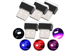 CTRICALVER Auto USB Innenbeleuchtung, 5-teiliges USB-Beleuchtungs-Atmosphärenlicht-Set Innendekoration für Auto (5 Farben, Rot/Blau/Pink/Weiß/Eisblau)