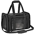 Qlfyuu Cat Carrier Dog Carrier Portable Pet Carrier, Soft Sided Cat Carrier Medium Small Airline Approved, Foldable Bunny Puppy Cat Carrier up to 15lbs, Cat Bag Carrier for Travel(Black,Medium)