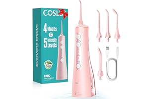 ‎COSLUS COSLUS Munddusche Elektrische Kabellos Testsieger 2025: 20 Wasserdruck IPX7 Wasserdicht Präzise Anti-Spritz Technologie 4 Modi für Oral Health Enthusiasten Tägliche und Reisen 5 Intensität