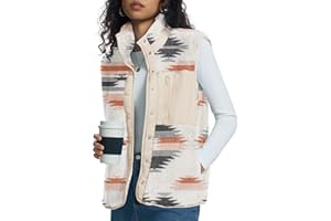 Kistore Fleece Gilet for Women UK Button Down Ladies Gilet Stand Collar Sleeveless Jacket with Pockets S-XL