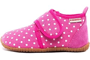 GIESSWEIN Stans Unisex Children's Slippers, Comfortable Cotton Slippers with Dots, Elastic, Non-Slip, blue
