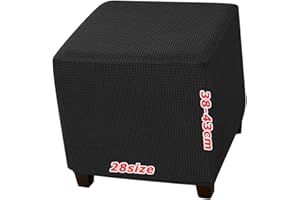 ILIEMAO Fundas Otomanas Funda de Reposapiés Footstool Covers, Terciopelo de Jacquard Elástico, Fondo Elástico Lavable, Personalizable, Protector para Puff Reposapiés Cuadradas(1989,30 x 30 cm 12 x 12 inch)
