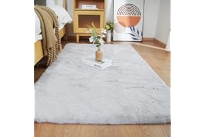 ‎GHOUSE Ghouse Kurzflor Wohnzimmer Teppich Schlafzimmer Matte Moderner Home Flauschig Weich Teppiche für Kinderzimmer Anti-Rutsch Unterseite Waschbarer Teppich 90x150 cm Grau