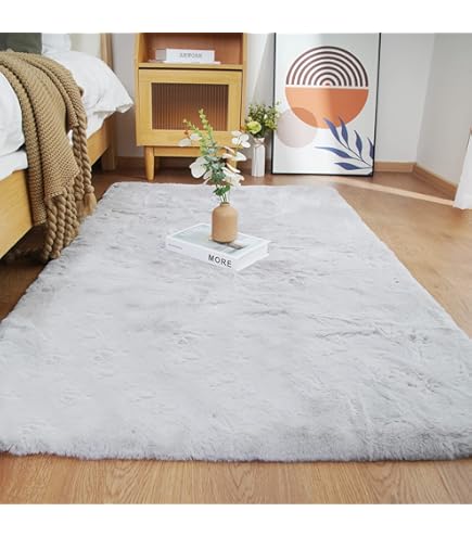 FVVRAX Gebied tapijten voor slaapkamer en woonkamer, 180 x 270 cm, Tie-Dyed donkergrijs, wollig, fuzzy shag, shaggy tapijt, zacht pluche tapijt, indoor vloertapijt voor kinderen, woondecoratie