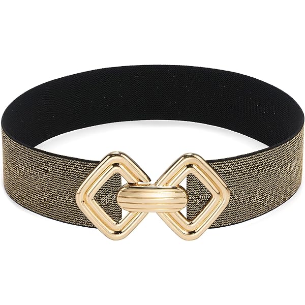 3981 Stretchy Vintage Wide Waspie Elastic Pearl Buckle Waist Belt (midnight Women Elastic Vintage Pearl Belt Fashion White Pearl and  main image 4