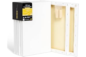 Elan Tela per Dipingere 20x30 380 gr, Set da 6 Tele per Dipingere 20x30, 100% Cotone Tele Pittura, Canvas for Painting 380 GSM, Tela 30x20