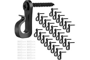 Huakaile 30pcs Hooks for Garden Lights with Safety Buckle Design, Anti-Rust Waterproof Fence Hooks for Outdoor Lights, Hanging Plants Wind Chime Basket Decorations Indoor Use（Black,30）