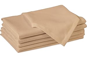 Encasa XO Servilletas de Tela de Algodón | Juego de 6 | Tamaño 43x43 cm | Color sólido Beige Claro Intenso | Lavable en la Lavadora