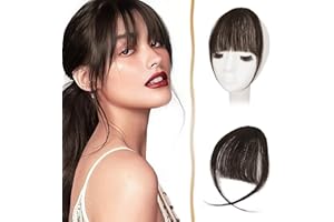 Sofeiyan Frangia Clip Capelli Veri Frangetta Finta Extension 100% Capelli Veri Natural Bangs Hair Clip Frontale Frangia Posticci per Capelli Donna