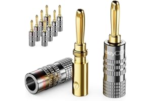 deleyCON 10 Pezzi Connettori a Banana Set - Placcato Oro Avvitabile per Cavo per Altoparlanti Cavo per Altoparlanti 0,75 mm - 4,5 mm & ad es. HiFi Audio Home Theater Ricevitore - Grigio