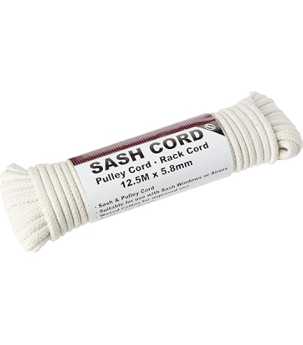Sash Cord 1/4 Zoll – 30 M Rolle, Baumwollmantel Mit Nylonkern, Naturweiß Mit Roten Punkten, Für Fenster, Wäscheleine, Pullys