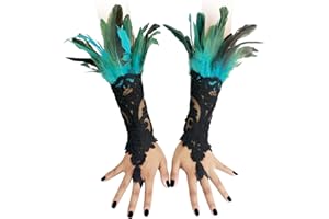 CAMDOM Steampunk Federmanschette Handschuhe Vintage Spitze fingerlose Armkette