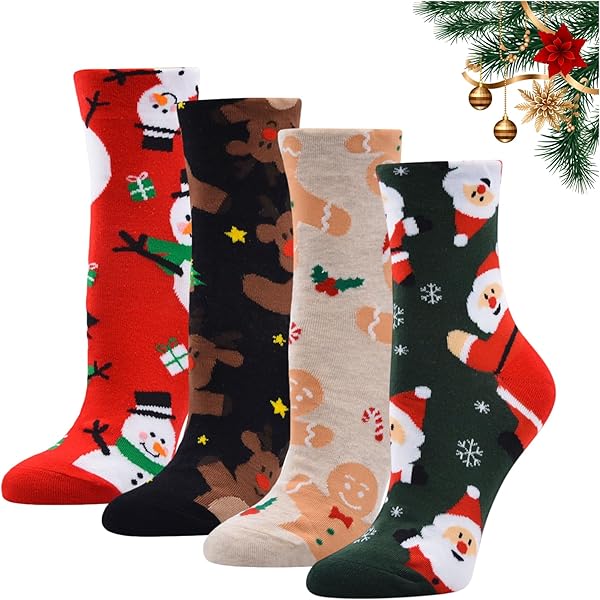BRUBAKER Kerstsokken voor Dames en Heren - Rendieren Beige - Katoenen Kerstsokken - Maat 41-45