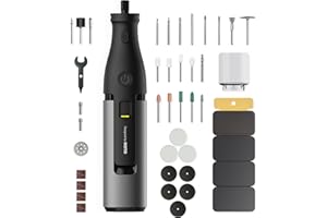 HOTO Strumento Multifunzione, Trapano a Batteria da 12V con Velocità Massima di 35000 RPM, Utensile Rotante con Luce LED e 37 Accessori, Strumenti rotanti Per incidere, forare, smerigliare