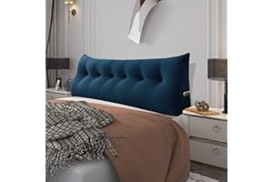 ‎BNCKTRD BNCKTRD Kopfende Großes Rückenkissen Bequemes Lesekissen und Rückenteil im Bett Rückenlehne Kopfkissen Langes XXL Kissen für Sofa, Couch, Wandkissen Polster Samt Dunkel Blau 160cm