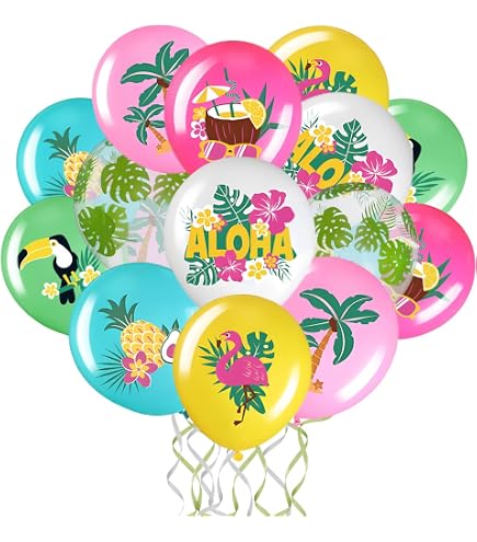 4 Tovaglie A Tema Spiaggia Aloha Luau - Hawaiana Con Fenicotteri E Tavole Da Surf, Usa E Getta, 130x220 Cm, Per Feste In Piscina E Compleanni