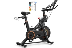 ‎MERACH MERACH Heimtrainer Fahrrad mit Magnetischem Widerstand, Leises Hometrainer Fahrrad mit 18 kg Schwungrad, Verbesserter Stoßdämpfender Luftkissensattel, Indoor Cycling Bike mit Eigener App, Bis 158KG