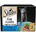 Sheba Fine Flakes in Jelly - Fish Collection - Wet Cat Food Pouches for Adult Cats - 48 x 85 g
