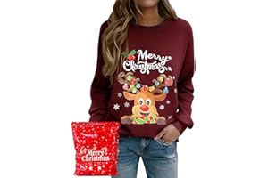 Xnova Felpa Natalizia Senza Cappuccio Donna, Felpe Natale Famiglia Divertenti Girocollo Sweatshirt Maniche Lunghe Tops Famiglia Natalizio Regali