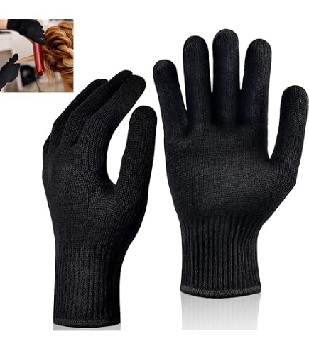 SGERUFZ 2 Stück Hitzebeständige Handschuhe, Hitzeschutz Handschuh Lockenstab Weich Hitzeschutzhandschuhe Lockenstab für Hitze Glätteisen Handschuhe Haarwerkzeuge (Schwarz) Kosmetik