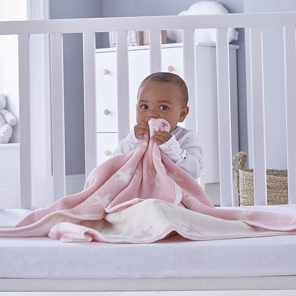 Silentnight Safe Nights Pink Stars Reversible Super Soft Heavy Gauge  Knitted Baby Blanket Chenille Throw - 100% Polyester Perfect For Keeping  Baby Snug and Warm - (70 cm X 90 cm) :