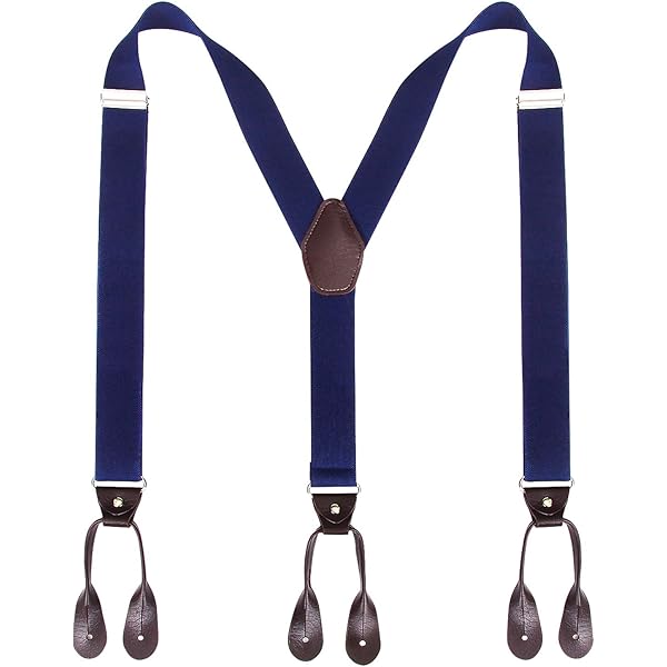 BSBUY Brede verstelbare bretels voor heren, brede bretels van Y-type met bevestigingsopties met clip en knoop voor heren, 3,5 cm, 3 clips (zwart en zwart), One Size