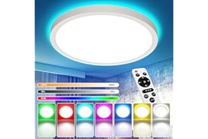 YiLaie Plafoniera LED Soffitto Telecomando Dimmerabile 24W RGB Colore che cambia Lampadario Led Plafoniera rotonda piatta 3000K-6500K 3840LM IP44 Impermeabile Per Soggiorno Camera letto Cucina Bagno
