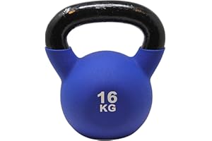 POWRX Kettlebell ghisa 2-26 kg - Ideale per Esercizi di »Functional Fitness« - Rivestimento in Neoprene & Presa Antiscivolo - Peso e Colore a Scelta + PDF Workout
