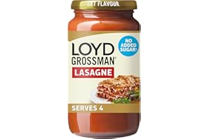 Loyd Grossman No Added Sugar Full-Flavoured Red Lasagne Cooking Sauce, 450 g Jar (Pack of 1)