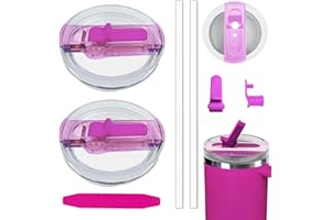 CHIHOLEN 2 tapas Stanley Cup a prueba de fugas, tapas de repuesto para vasos Stanley 40 oz, tapa para Stanley, accesorios para Stanley, con 2 pajitas y 1 herramienta de desmontaje auxiliar (2 rosas)