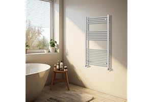 NRG Chrome Heated Towel Rail Curved Designer Bathroom Radiator - 1200×600mm