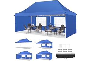 TOOLUCK Pop up Gazebo 3M x 6M Marquee Gazebo Tent with Sides Upgrade Structure UPF 50+ Protection & 100% Waterproof for Garden Parties Commercial with Easy Carry Bag, Blue