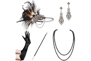 BABEYOND Accessoire Gastby des Années 1920 Costume Flapper Accessoire pour Femme y Compris Bandeau Collier Gants et Porte-Cigarette