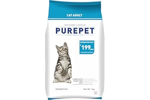 Purepet Adult Dry Cat Food 1kg | Ocean Fish Flavour | Hairball Protection | Heart Care with Taurine | Skin & Coat Health