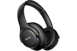 KVIDIO Bluetooth Headphones Over Ear, 65 Hours Playtime Wireless Headphones with Microphone, Foldable Lightweight Headset with Deep Bass,HiFi Stereo Sound for Travel Work PC Cellphone (Black)