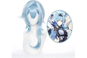 UTIEHD Anime Cosplay Perücke, Genshin Impact Perücke, mit zwei Perückenkappen, für Halloween, Party & etc. (Eula Cosplay)