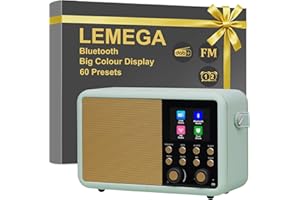 LEMEGA Class Finesse DAB+ Digital Radio with Colour Display – Premium Bluetooth Radio Alarm Clock with 60 Presets, Long Battery Life, Headphone Jack, Mains & Battery Powered, Rich Audio